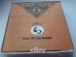 Cook Islands Set 4 x 2 dollars 2011 Lunar Year of the Rabbit Silver 80 gr Box