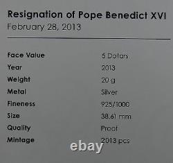 Cook Islands Silver Coin $5 Resignation Of Pope Benedict XVI 2013 Unc