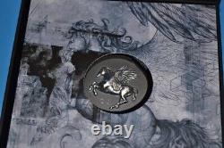 Cook Islands Ultra High Relief PEGASUS 1 oz. 999 Silver Antique 5 Dollar Coin