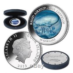 Cook Islands ZEPPELIN MOTHER OF PEARL Silver Coin 2013 Proof 5 oz