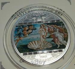 Cook islands 20 dollar 2008 Masterpieces of Art Birth of Venus 3 Oz Silver