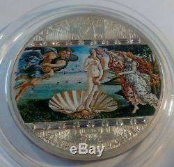Cook islands 20 dollar 2008 Masterpieces of Art Birth of Venus 3 Oz Silver 2
