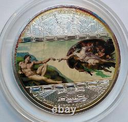 Cook islands 20 dollar 2008 Masterpieces of Art Creation of Adam 3 Oz Silver 3