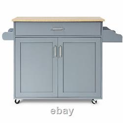 Costway Rolling Kitchen Island Cart Storage Cabinet with Towel & Spice Rack Gray