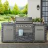 Deluxe Stacked Stone 4 Burner Grill Island, 78K BTU's, 765 sq. In. Cooking area