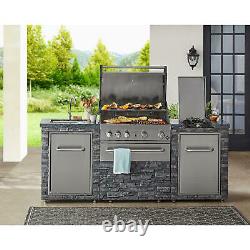 Deluxe Stacked Stone 4 Burner Grill Island, 78K BTU's, 765 sq. In. Cooking area