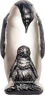 EMPERROR PENGUIN 88 g shaped silver coin Cook Islands 2018