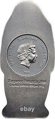 EMPERROR PENGUIN 88 g shaped silver coin Cook Islands 2018