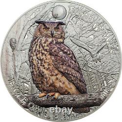 Eagle Owl Night Animals 1 Oz Silver Coin 5$ Cook Islands 2018