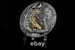 Eagle Owl Night Animals 1 Oz Silver Coin 5$ Cook Islands 2018