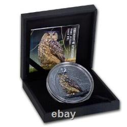 Eagle Owl Night Animals 1 Oz Silver Coin 5$ Cook Islands 2018