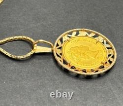 Elizabeth II 1990 Cook Islands 25 Dollar Gold Coin on a 14K Gold 20 Box Chain