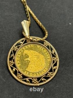 Elizabeth II 1990 Cook Islands 25 Dollar Gold Coin on a 14K Gold 20 Box Chain