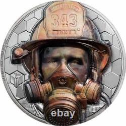 FIREFIGHTER Real Heroes 3 Oz Silver Coin 20$ Cook Islands 2021