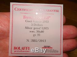Ferrari Sterling Silver 925 Badge Shield Cook Islands Coin & Coa Formula One F1