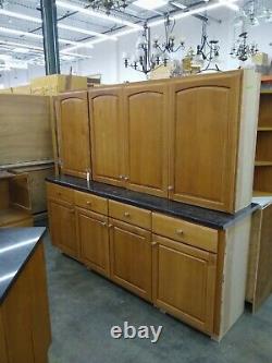 Full Cabinet Set Traditional Birch Arch Raised Panel Doors w Island & Cook Top