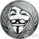 GUY FAWKES MASK Anonymous V for Vendetta 1 Oz Silver Coin 5$ Cook Islands 2016