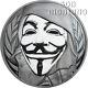 GUY FAWKES MASK Anonymous V for Vendetta 1oz Silver Coin 2016 Cook Islands