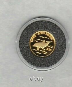 Gold Coin Cook Islands Dolphin 10 Dollars In Mint Condition With Certificate