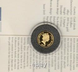 Gold Coin Cook Islands Dolphin 10 Dollars In Mint Condition With Certificate