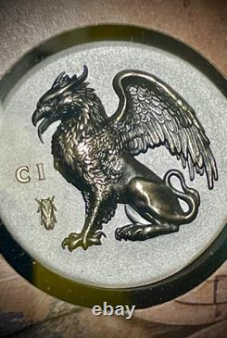 Gryphon 1 oz ultra high relief silver coin antiqued Cook Islands 2024