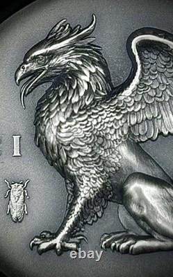 Gryphon 1 oz ultra high relief silver coin antiqued Cook Islands 2024