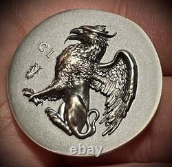 Gryphon 1 oz ultra high relief silver coin antiqued Cook Islands 2024