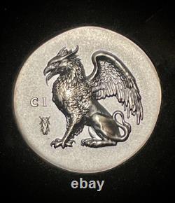 Gryphon 1 oz ultra high relief silver coin antiqued Cook Islands 2024