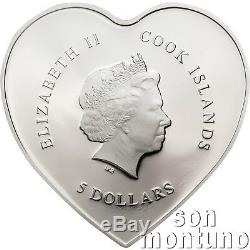 HAPPY VALENTINE'S DAY Silver Proof Heart Shaped Coin 2019 Cook Islands $5