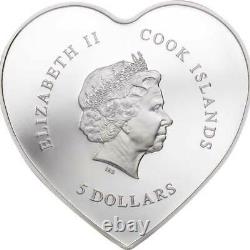 Happy Valentines Day Silver Hearts Proof Silver Coin 5$ Cook Islands 2021