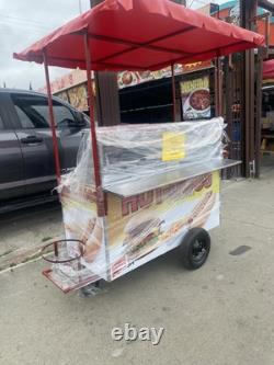 Hotdogs/Burgers Cart with Bun Warmer. Flat-Top Grill and Fryer for the Fries