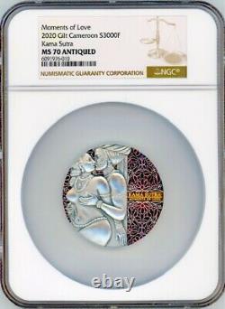 KAMA SUTRA MOMENTS OF LOVE II 2020 CAMEROON 3oz NGC MS 70 ANTIQUED