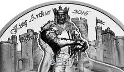 KING ARTHUR Camelot Knights 2 Oz Silver Coin 10$ Cook Islands 2016
