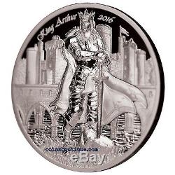 KING ARTHUR-Camelot Knights Round Table 2oz Silver Proof Coin Cook Islands 2016