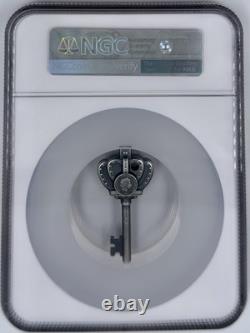 Key To My Kingdom 2023 Cook Is $5 1 Oz. 999 Silver Key Shape NGC MS 70 Antiqued