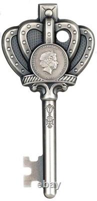 Key To My Kingdom 2023 Cook Is $5 1 Oz. 999 Silver Key Shape NGC MS 70 Antiqued