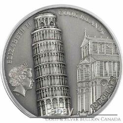 LEANING TOWER OF PISA 2 Oz Silver Coin 10$ Cook Islands 2022