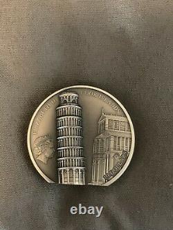 LEANING TOWER OF PISA 2 oz. Silver Coin $10 Cook Islands 2022 CIT 1372 MINTED