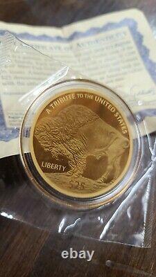 Large 2020 Cook Islands $25 1200mg. 999 Fine Gold Buffalo Coin & 3-$5-200 Mg