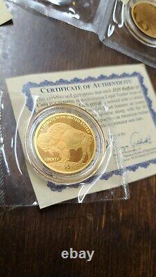 Large 2020 Cook Islands $25 1200mg. 999 Fine Gold Buffalo Coin & 3-$5-200 Mg