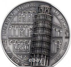 Leaning tower of Pisa 5 oz silver coin antiqued Cook Islands 2022