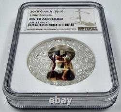 Little Secrets Keyhole Cutout 2018 Cook Islands $10 2 Oz Silver Coin MS 70.999