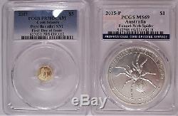 Lot of Two PCGS Coins Cook Islands Gold (PR70 DC) and Austrailia Silver (MS69)