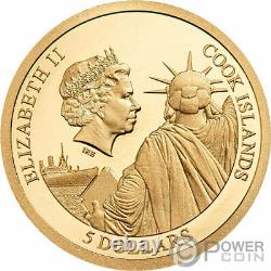 MISS LIBERTY PF70 9/11 By Miles Standish Gold Coin 5$ Cook Islands 2021