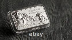 MOUNT RUSHMORE 2 oz Silver Proof Bar Coin in Box+COA 2018 COOK ISLANDS $10