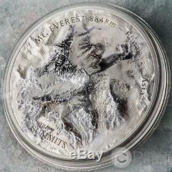 MT EVEREST Mount 7 Summits Asia Himalayas 5 Oz Silver Coin 25$ Cook Islands 2017