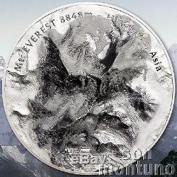 MT EVEREST The Seven Summits 5oz High Relief Silver Coin 2017 COOK ISLANDS $25