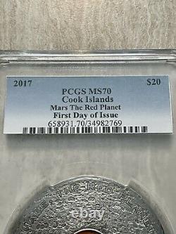 Mars The Red Planet Meteorites 3 Oz Silver Coin Cook Islands 2017 Pcgs Ms70 Fd