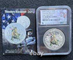 Mayer Mint 2022 Cook Islands $10 Theodore Roosevelt 2 oz. 999 Silver NGC PF70