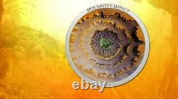 Meteorit 2014, MOLDAVITE IMPACT, Meteorite coin, Cook Islands Silver